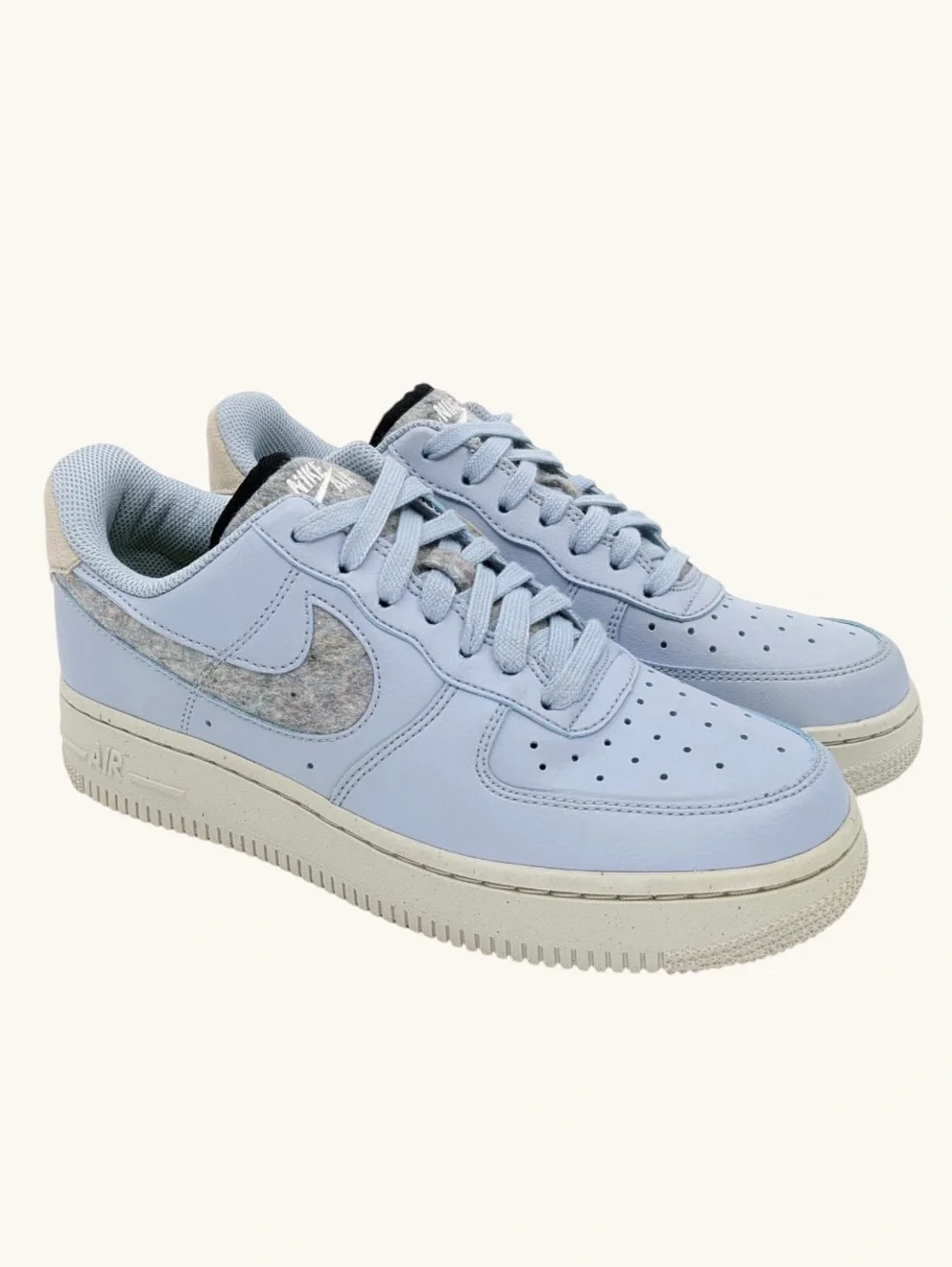 Nike AF1 Next Nature Light Blue Recycled Wool/Felt Swoosh Women’s 7.5
